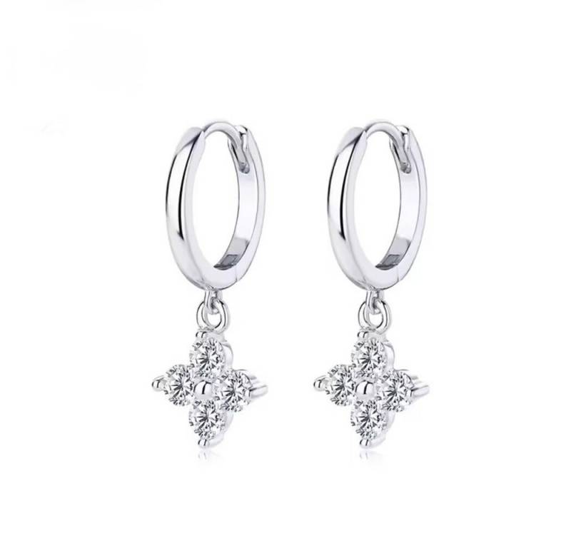 ROUGEMONT Paar Creolen Kleeblatt Moissanit Creolen Ohrringe 925 Silber+Echtheitszertifikat, Echtschmuck von ROUGEMONT