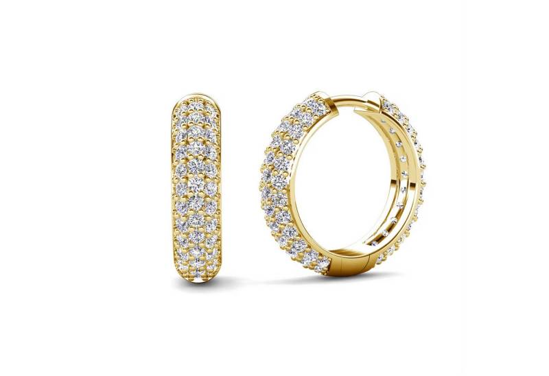 ROUGEMONT Paar Creolen Kleine Funkelnde Creolen Ohrringe 925 Silber 18K Gold 4A CZ 1,3cm, Echtschmuck von ROUGEMONT