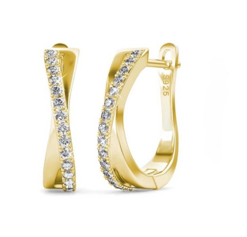 ROUGEMONT Paar Creolen Luxuriöse Damen Creolen Ohrringe 925 Silber 18K Gold, Echtschmuck von ROUGEMONT