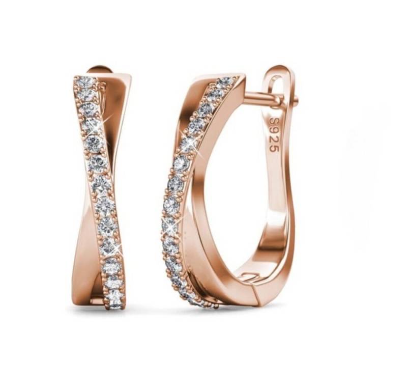 ROUGEMONT Paar Creolen Luxuriöse Damen Creolen Ohrringe 925 Silber 18K Gold, Echtschmuck von ROUGEMONT