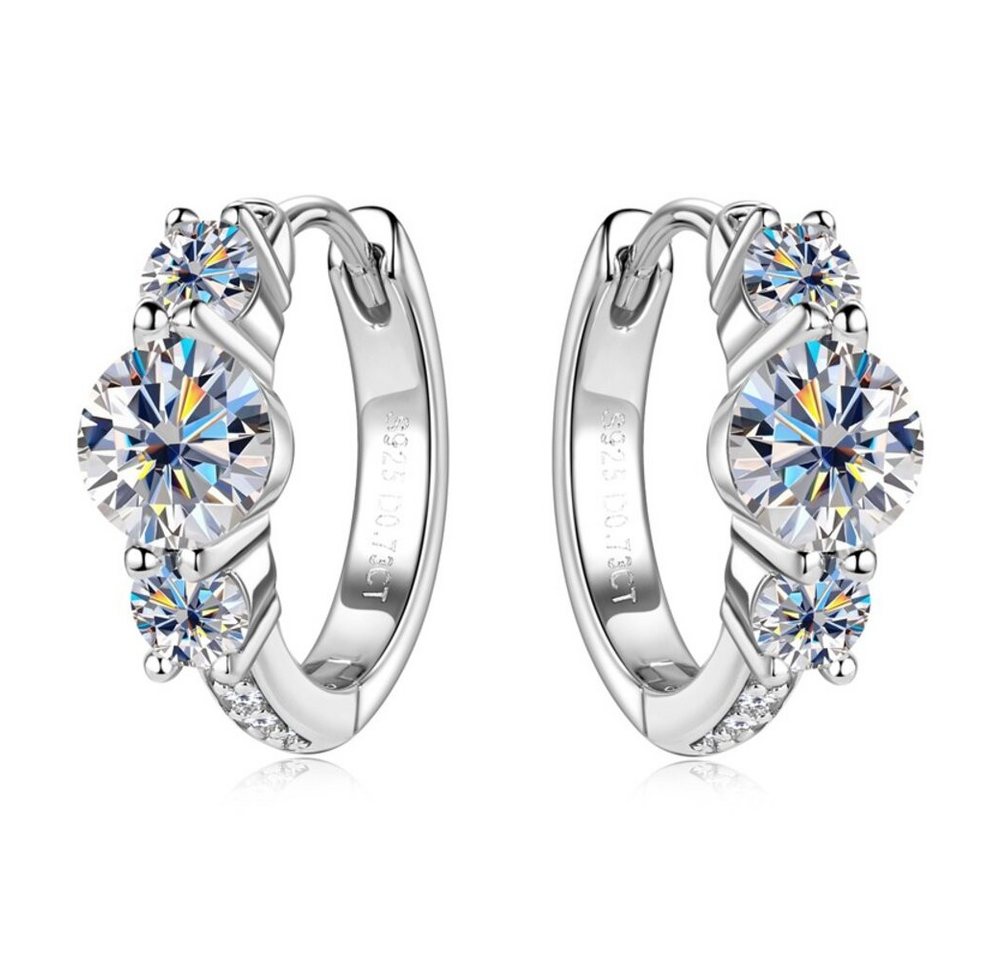 ROUGEMONT Paar Creolen Luxuriöse Moissanit Damen Creolen 18K Gold +Echtheitszertifikat, Echtschmuck mit Echtheitszertifikat von ROUGEMONT