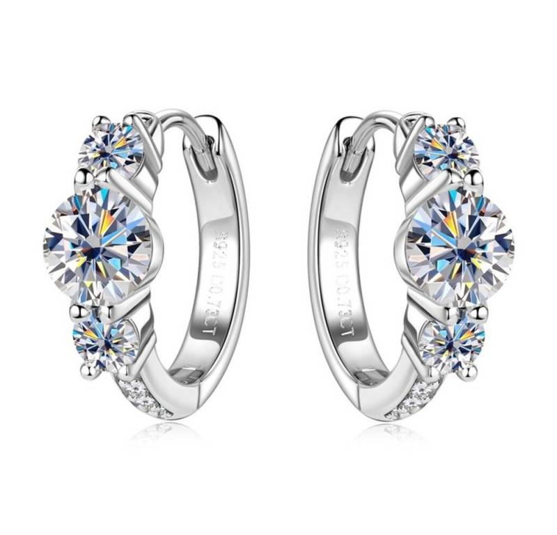 ROUGEMONT Paar Creolen Luxuriöse Moissanit Damen Creolen 18K Gold +Echtheitszertifikat, Echtschmuck mit Echtheitszertifikat von ROUGEMONT