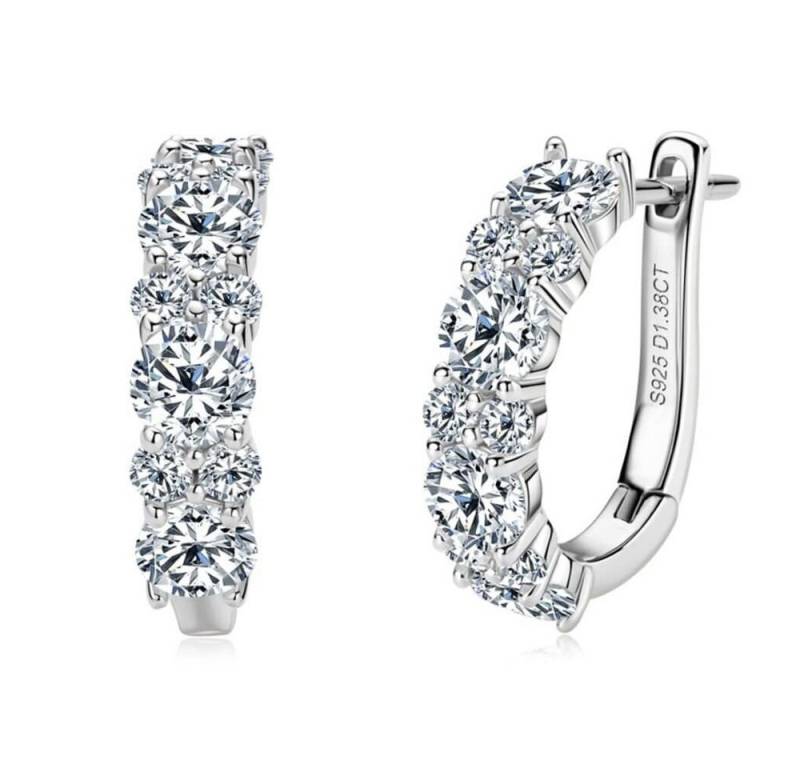 ROUGEMONT Paar Creolen Luxus Moissanit Creolen Ohrringe 925 Silber Gold + Zertifikat, Echtschmuck von ROUGEMONT