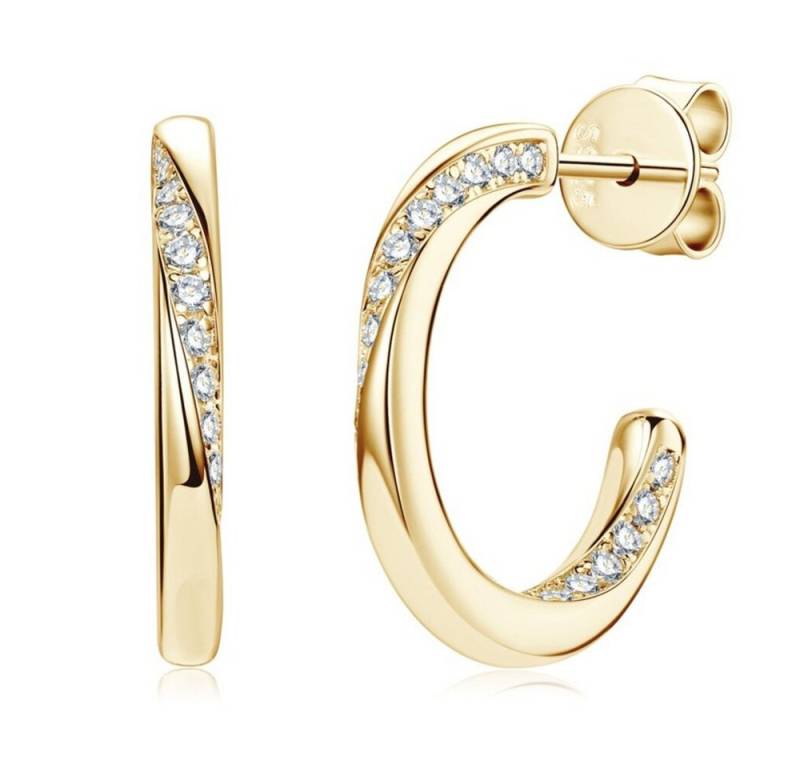 ROUGEMONT Paar Creolen Moissanit Damen Creolen Ohrringe 925 Silber 18K Gold mit Zertifikat, Echtschmuck mit Zertifikat von ROUGEMONT