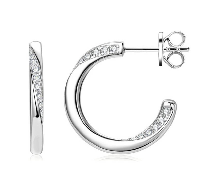 ROUGEMONT Paar Creolen Moissanit Damen Creolen Ohrringe 925 Silber 18K Gold mit Zertifikat, Echtschmuck mit Zertifikat von ROUGEMONT