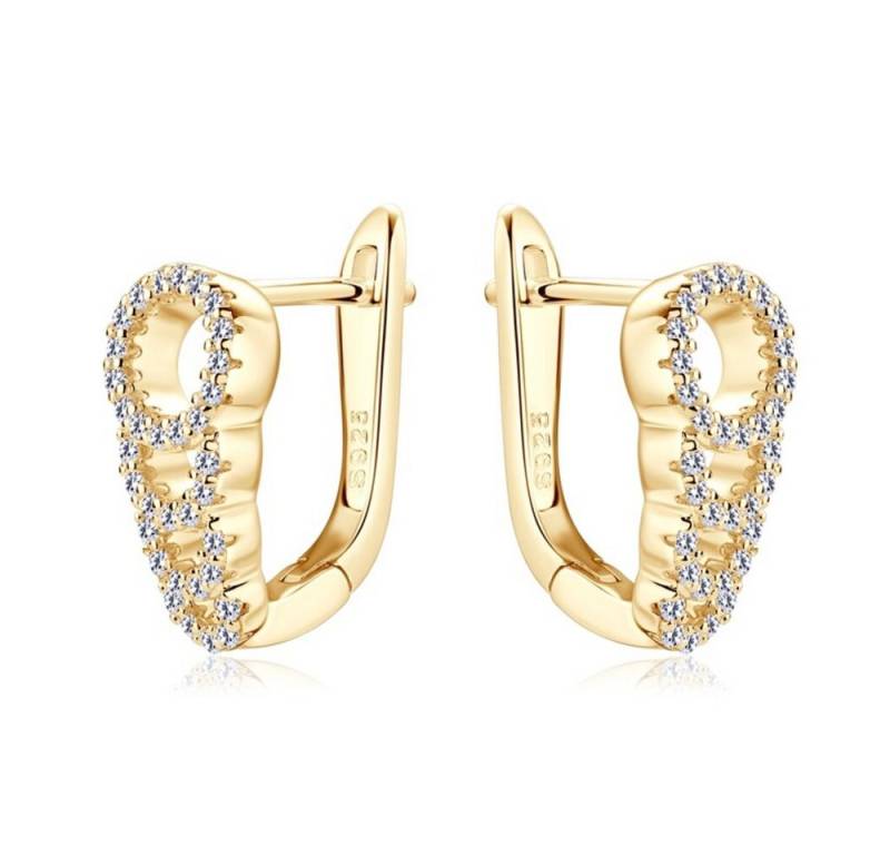 ROUGEMONT Paar Creolen Moissanit Damen Stift Creolen Ohrringe 925 Silber Gold +Zertifikat, Echtschmuck mit Zertifikat von ROUGEMONT