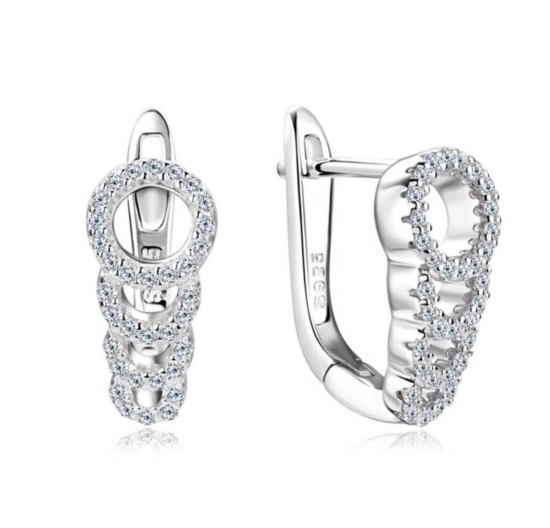 ROUGEMONT Paar Creolen Moissanit Damen Stift Creolen Ohrringe 925 Silber Gold +Zertifikat, Echtschmuck mit Zertifikat von ROUGEMONT