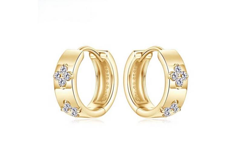 ROUGEMONT Paar Creolen Moissanit Kleeblatt Creolen Ohrringe 925 Silber 18K Gold, Moissanit Kleeblatt Design von ROUGEMONT
