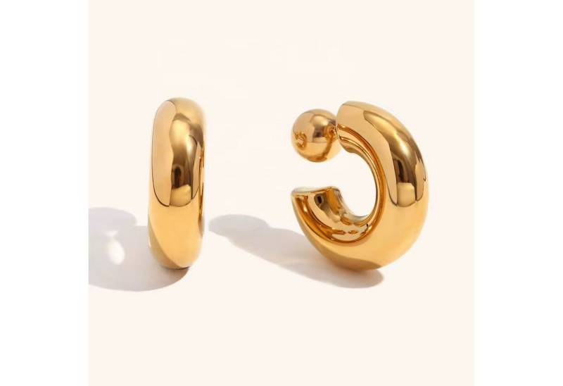 ROUGEMONT Paar Creolen Statement Damen Creolen Ohrringe mit Kugelverschluß Gold Wasserfest von ROUGEMONT