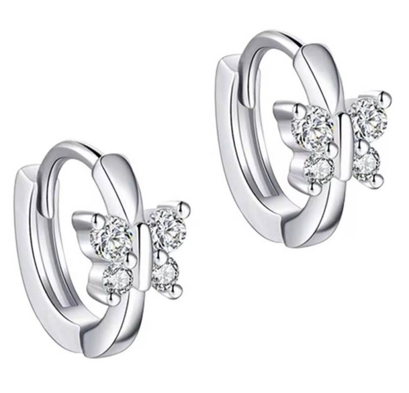 ROUGEMONT Paar Creolen Süße Schmetterling Mädchen Creolen Ohrringe 925 Silber, Echtschmuck von ROUGEMONT