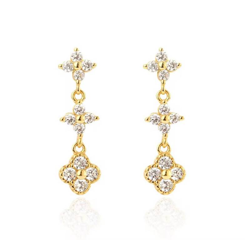 ROUGEMONT Paar Ohrhänger Funkelnde Kleeblatt Ohrhänger Glücksbringer 925 Sterling Silber von ROUGEMONT