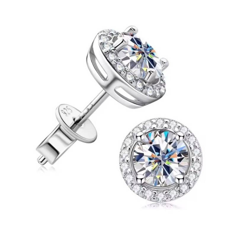 ROUGEMONT Paar Ohrstecker Funkelnde Damen Moissanit Ohrstecker 5mm 1,0ct, Funkelnder Moissanit mit 5mm von ROUGEMONT