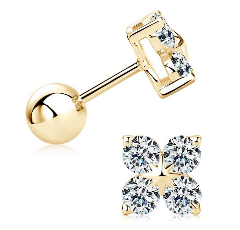 ROUGEMONT Paar Ohrstecker Funkelnde Kleeblatt Moissanit Glücksbringer Ohrstecker, Echtschmuck mitEchtheitszertifikat von ROUGEMONT