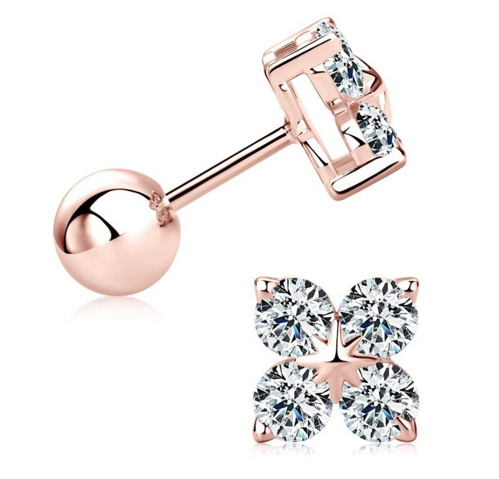 ROUGEMONT Paar Ohrstecker Funkelnde Kleeblatt Moissanit Glücksbringer Ohrstecker, Echtschmuck mitEchtheitszertifikat von ROUGEMONT