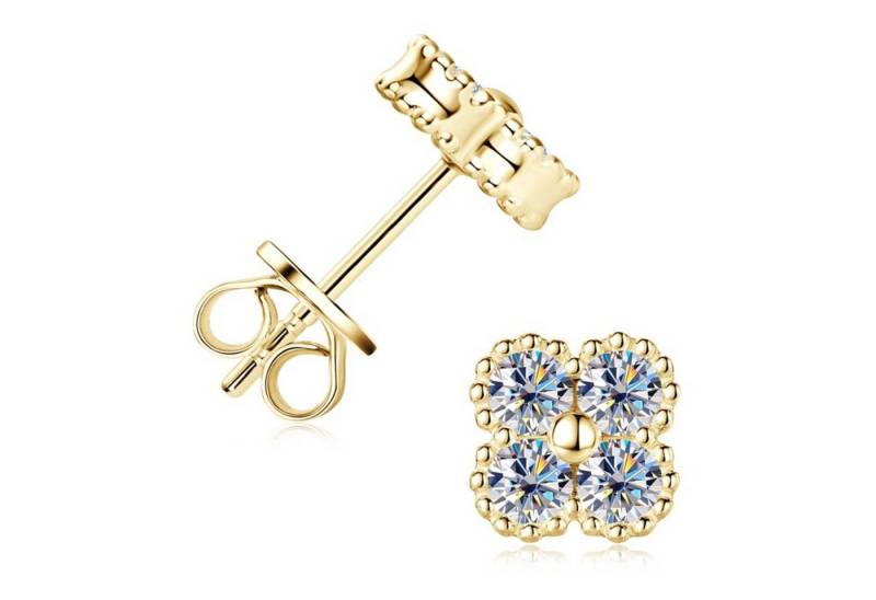 ROUGEMONT Paar Ohrstecker Funkelnde Moissanit Kleeblatt Damen Ohrstecker 925 Sterling Silber, Echtschmuck von ROUGEMONT