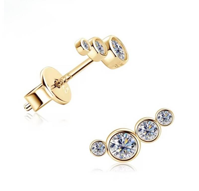 ROUGEMONT Paar Ohrstecker Funkelnde Moissanit Ohrstecker mit Echtheitszertifikat Gold, Echtschmuck mit Echtheitszertifikat von ROUGEMONT