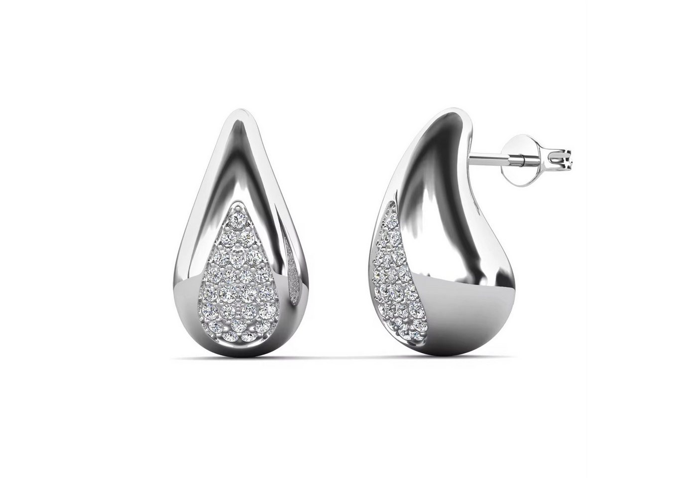 ROUGEMONT Paar Ohrstecker Funkelnde Tropfen Ohrstecker mit Kristall Besatz, Hypoallergen von ROUGEMONT