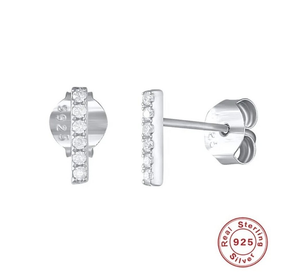 ROUGEMONT Paar Ohrstecker Minimalistisch Zirkonia Stud Ohrstecker 925 Silber Ohrringe Gold, wasserfest, Hypoallergen, 925 Sterling Silber, Nickelfrei, rostfrei von ROUGEMONT