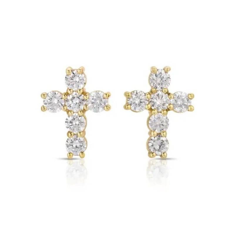 ROUGEMONT Paar Ohrstecker Moderne Mini Kreuz-Ohrstecker aus 925 Sterling Silber Damen + Kinder, Echtschmuck von ROUGEMONT