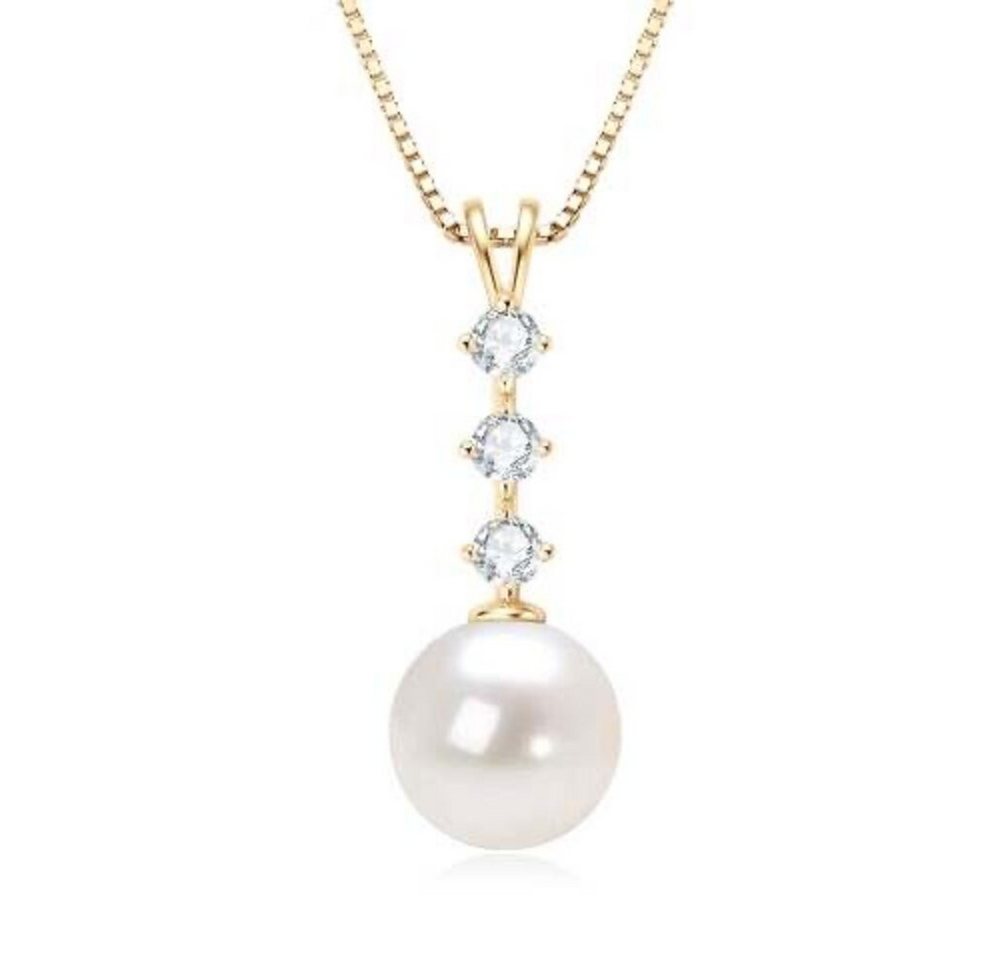 ROUGEMONT Perlenkette Funkelnde Moissanit Perlenkette 1,0ct 925 Silber 18K Gold +Zertifikat, Hypoallergen ROUGEMONT Perlenkette Funkelnde Moissanit Perlenkette 1,0ct 925 Silber 18K Gold +Zertifikat, Hypoallergen von ROUGEMONT