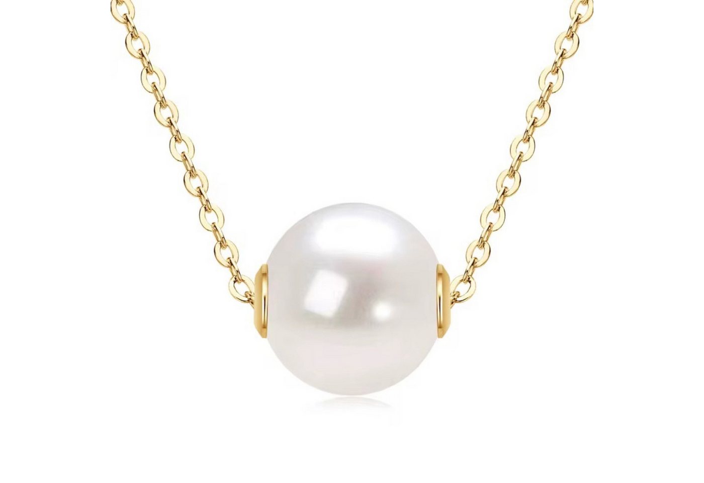ROUGEMONT Perlenkette Moderne Perlen Halskette Süßwasser Zuchtperle 925 Sterling Silber, Echte Süßwasser Zuchtperle von ROUGEMONT