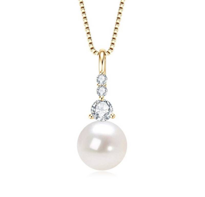 ROUGEMONT Perlenkette Stilvolle Süßwasserperlen Halskette aus 925 Sterling Silber 18KGold, Echtschmuck von ROUGEMONT