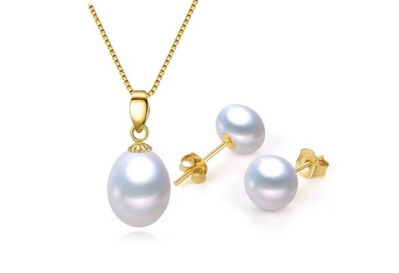 ROUGEMONT Perlenketten-Set Elegantes Perlen Set Perlenhalskette + Ohrringe 925 Sterling Silber von ROUGEMONT