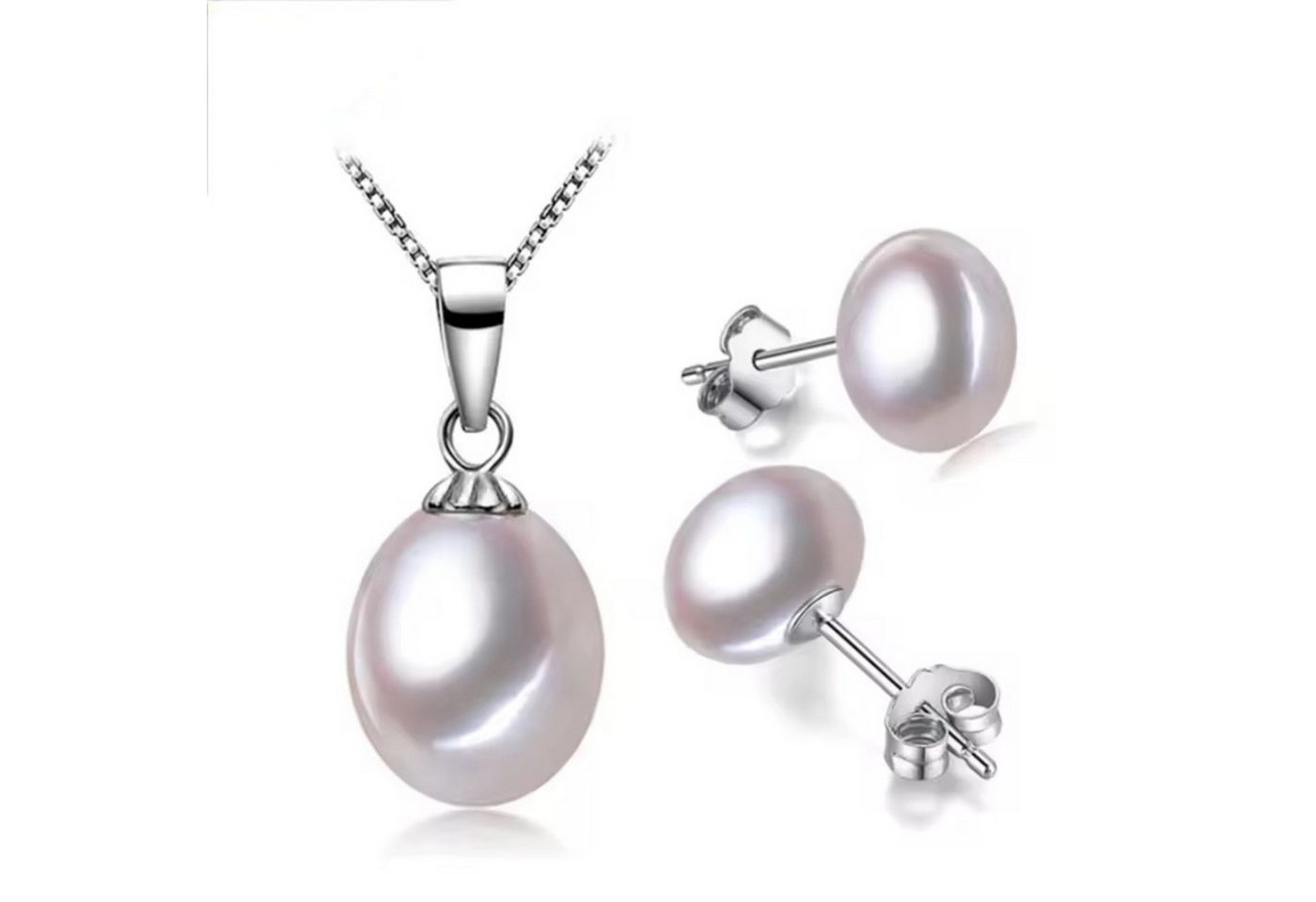 ROUGEMONT Perlenketten-Set Elegantes Perlen Set Perlenhalskette + Ohrringe 925 Sterling Silber von ROUGEMONT