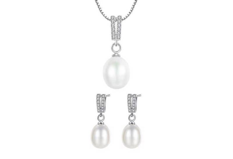 ROUGEMONT Perlenketten-Set Elegantes Perlenketten -Set Halskette und Ohrringe 925 Silber, Hypoallergen von ROUGEMONT