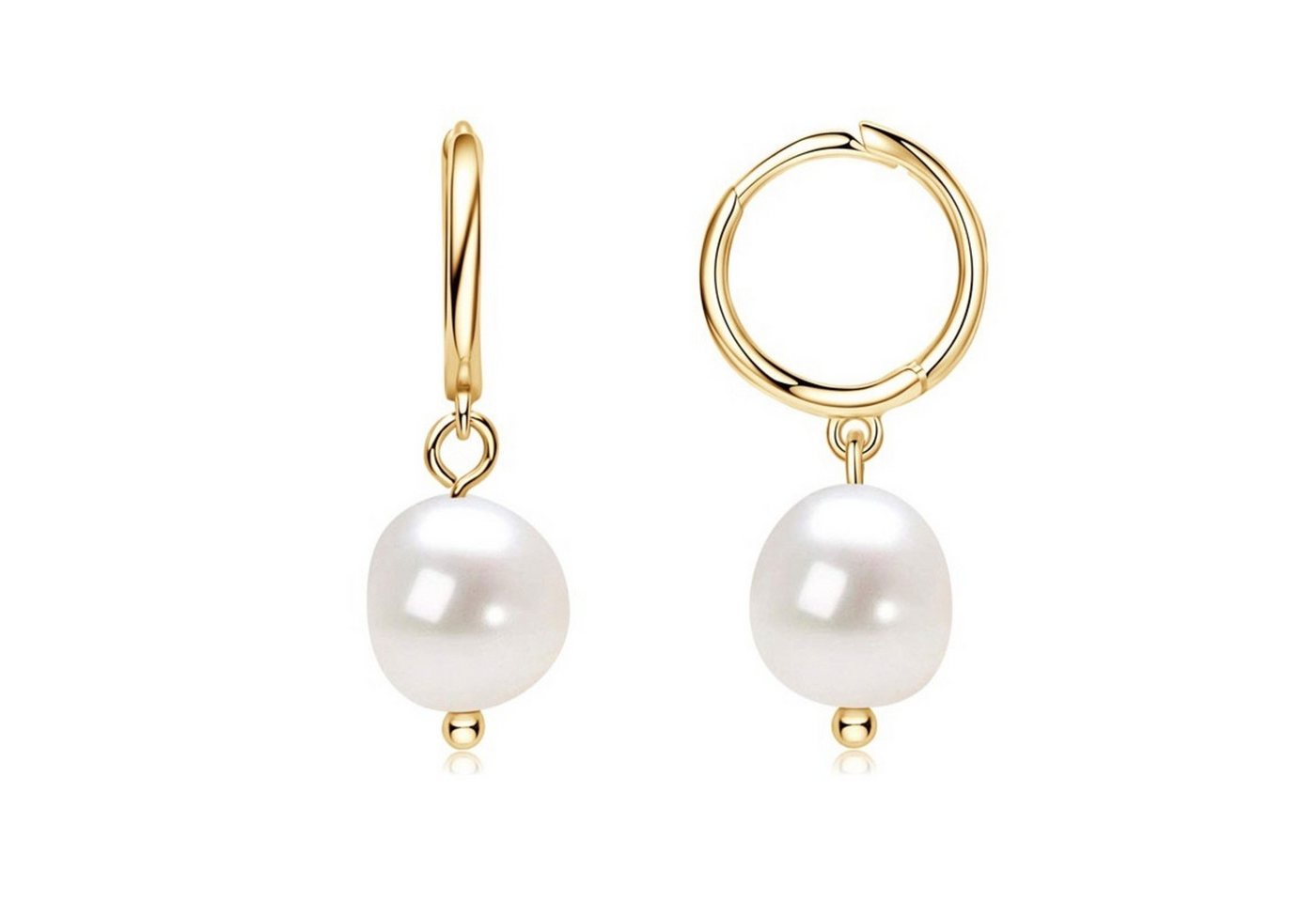 ROUGEMONT Perlenohrringe Damen Perlen Creolen Ohrringe Süßwasserperle 925 Sterling Silber, Hypoallergen von ROUGEMONT