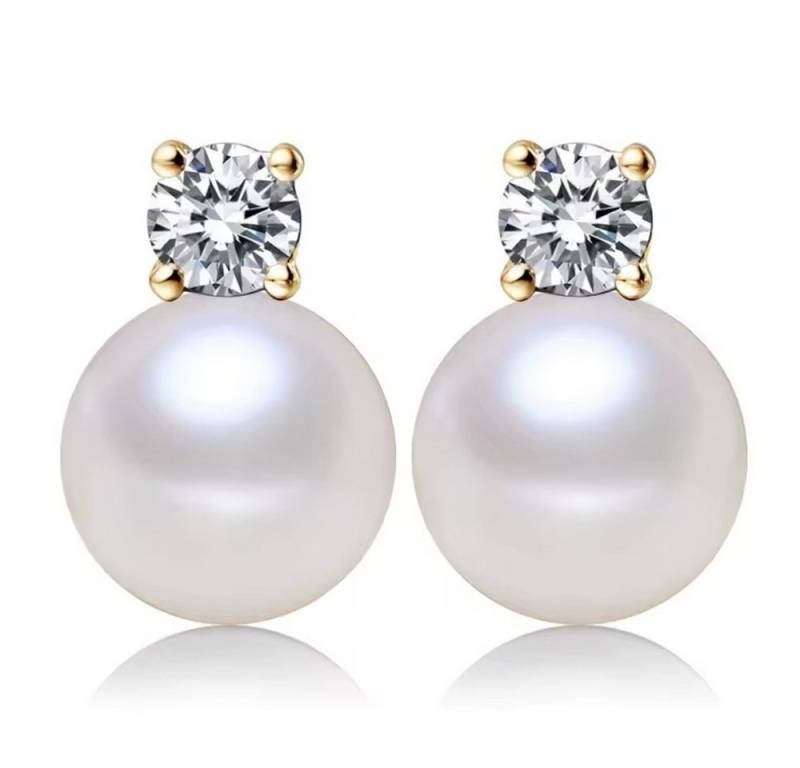 ROUGEMONT Perlenohrringe Edle Süßwasser Perlen Ohrstecker Zirkonia 925 Sterling Silber, Echtschmuck von ROUGEMONT