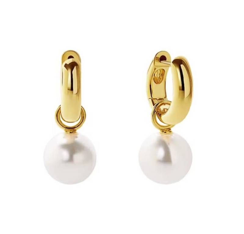 ROUGEMONT Perlenohrringe Elegante Damen Perlen Ohrringe Trend Creolen 925 Silber 18K Gold, Echtschmuck von ROUGEMONT