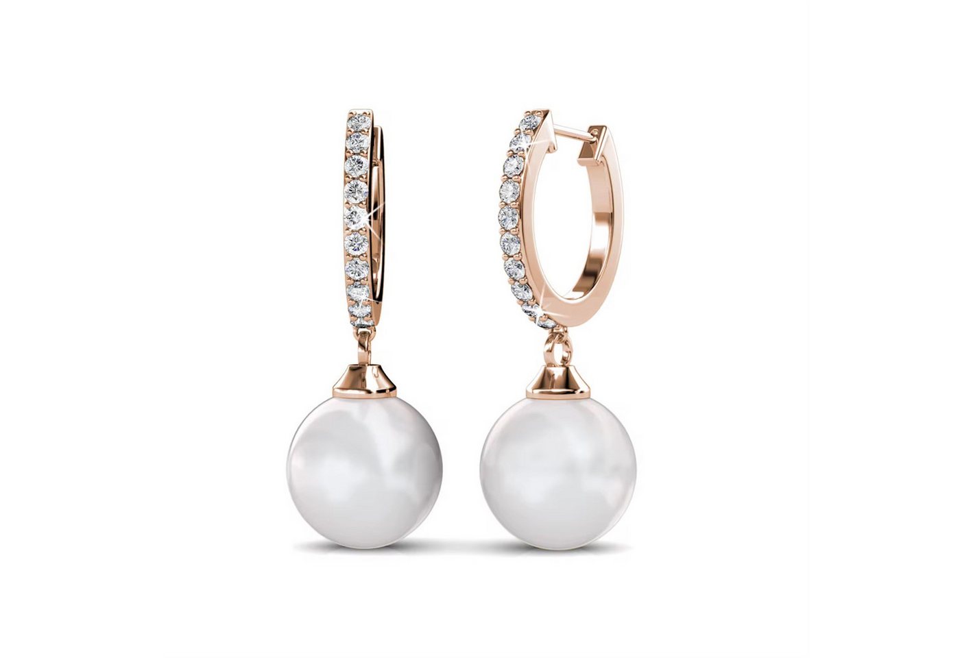 ROUGEMONT Perlenohrringe Extravagante Perlen Creolen Ohrringe Rosé Hypoallergen, Hypoallergen von ROUGEMONT