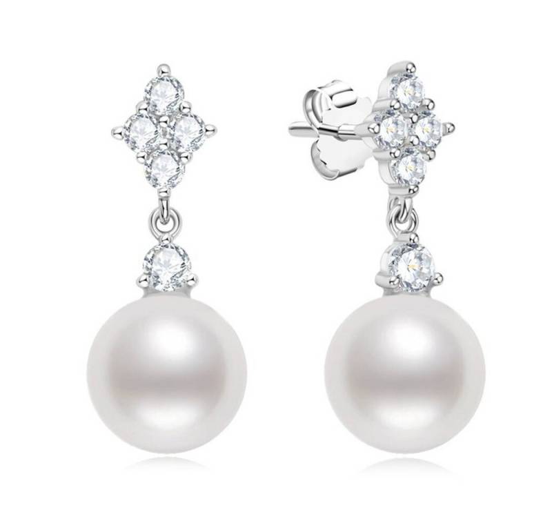 ROUGEMONT Perlenohrringe Funkelnde Perlen Ohrhänger Perlen Ohrringe Brautschmuck 925 Silber, 925 sterling Silber von ROUGEMONT