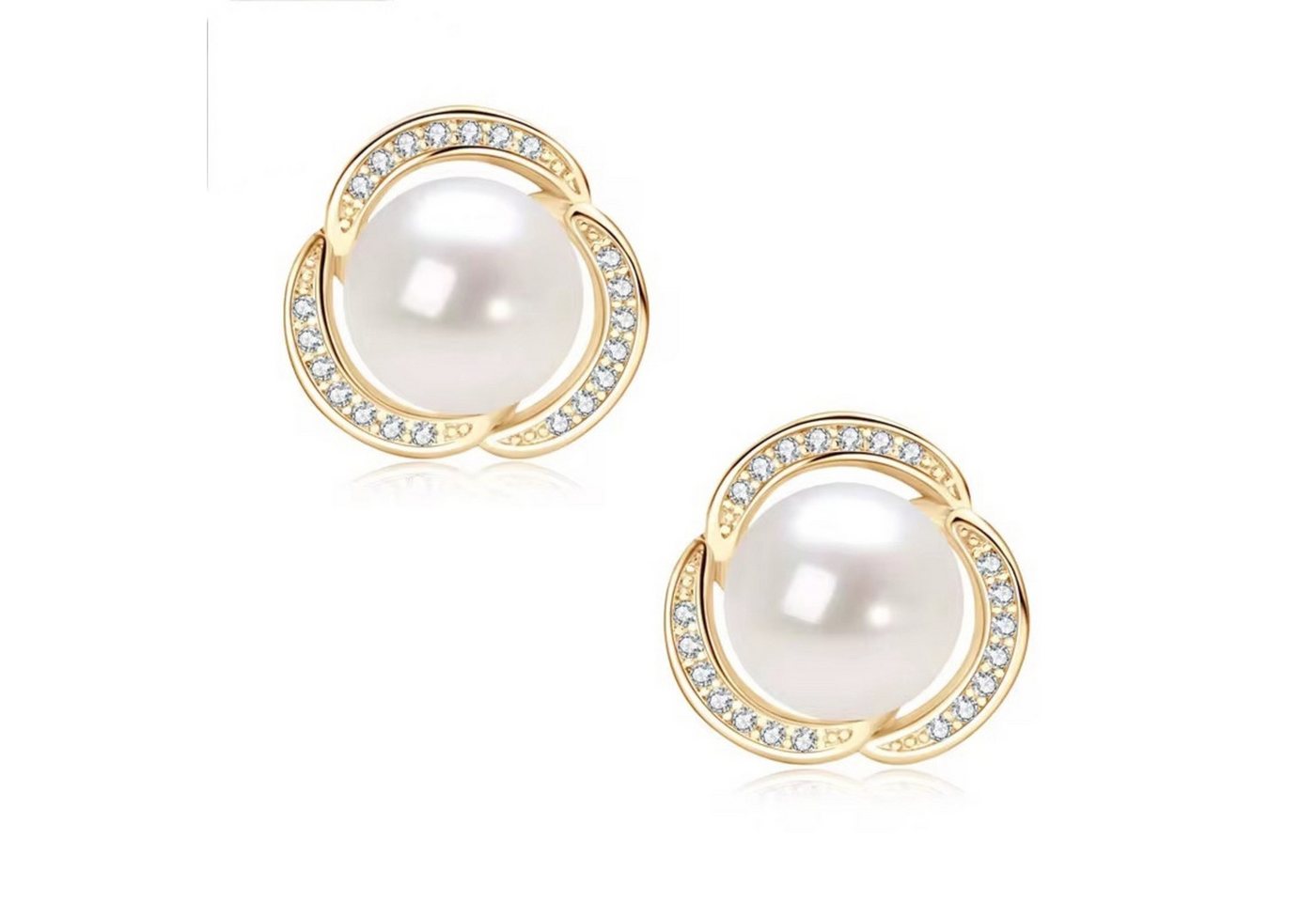 ROUGEMONT Perlenohrringe Funkelnde Perlen Ohrstecker Süßwasserperle 8mm 925 Sterling Silber, Süßwasser Zuchtperle 8mm von ROUGEMONT