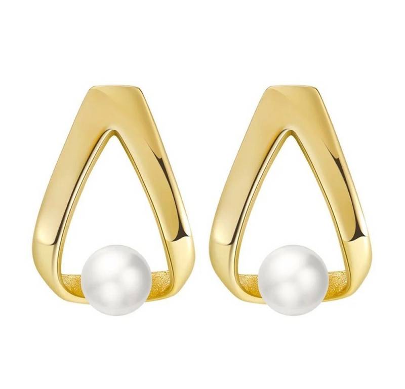 ROUGEMONT Perlenohrringe Handgefertigte Design Ohrstecker Süßwasserperlen Ohrringe 925 Silber, wasserfest von ROUGEMONT