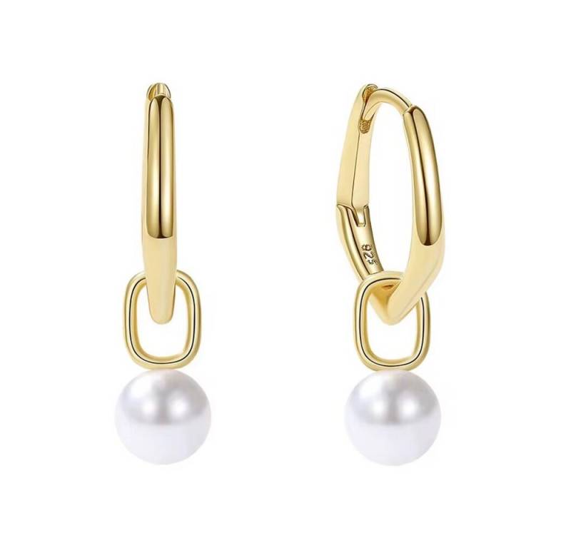 ROUGEMONT Perlenohrringe Perlen Creolen Ohrringe 925 Silber Brautschmuck, 925 Sterling Silber von ROUGEMONT