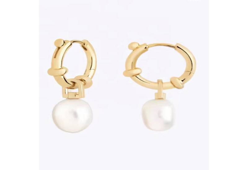 ROUGEMONT Perlenohrringe Trendige Süßwasser Perlen Creolen Ohrringe 925 Sterling Silber, 925 Sterling Silber von ROUGEMONT