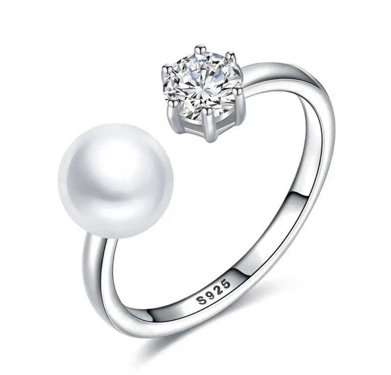 ROUGEMONT Perlenring Damen Perlenring Ring verstellbar in der Größe 925 Silber, 925 Sterling Silber von ROUGEMONT