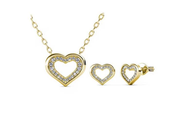 ROUGEMONT Schmuckset Charmantes Schmuckset im Herz Design Halskette+Ohrstecker, Wasserfest von ROUGEMONT