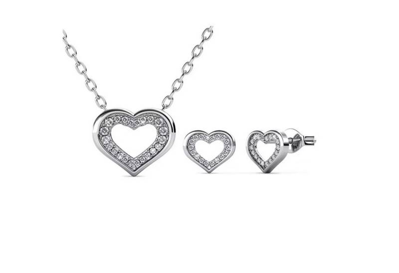 ROUGEMONT Schmuckset Charmantes Schmuckset im Herz Design Halskette+Ohrstecker, Wasserfest von ROUGEMONT