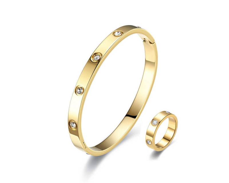 ROUGEMONT Schmuckset Damen Schmuckset Hochglanz Armreif und Ring 18K Gold Wasserfest, Wasserfest von ROUGEMONT