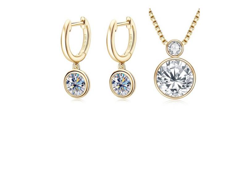 ROUGEMONT Schmuckset Funkelndes Moissanit Schmuck Set aus 925 Sterling Silber 18K Gold, Echtschmuck von ROUGEMONT