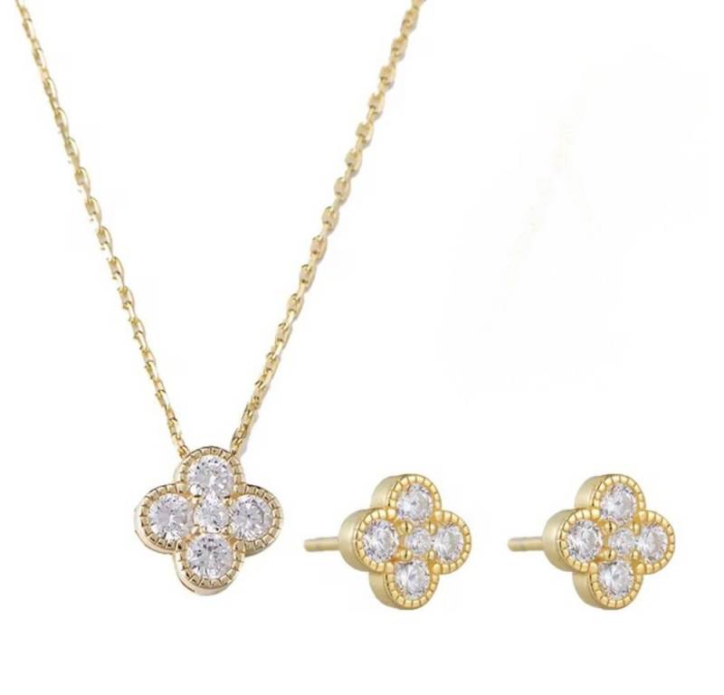 ROUGEMONT Schmuckset Glücksbringer Schmuckset 925 Sterling Silber 18K Gold 45cm, Hypoallergen von ROUGEMONT