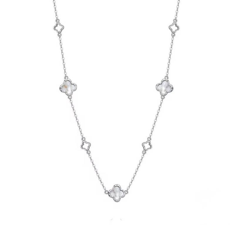 ROUGEMONT Silberkette Damen Kleeblatt Halskette 925 Sterling Silber Glücksbringer 45cm, Echtschmuck 925 Sterling Silber von ROUGEMONT