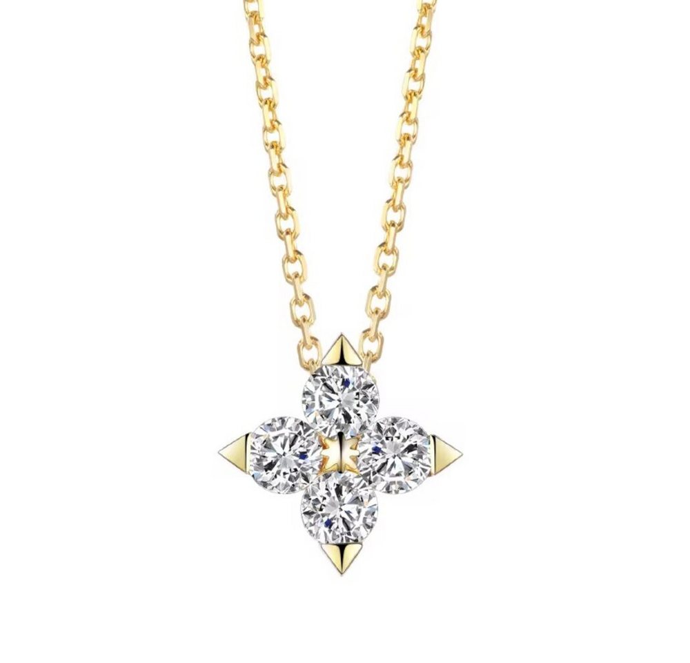 ROUGEMONT Silberkette Filigrane Kleeblatt Glücksbringer Halskette aus 925 Sterling Silber, Funkelndes Kleeblatt Design von ROUGEMONT