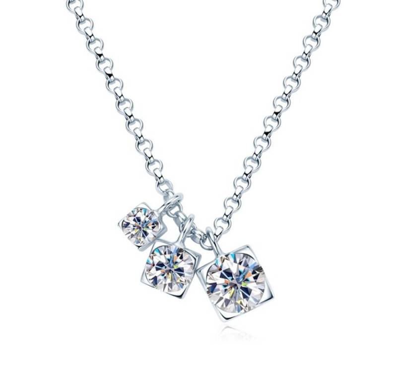 ROUGEMONT Silberkette Funkelnde Moissanit Damen Halskette aus 925 Silber uns 18K Gold, Echtschmuck von ROUGEMONT