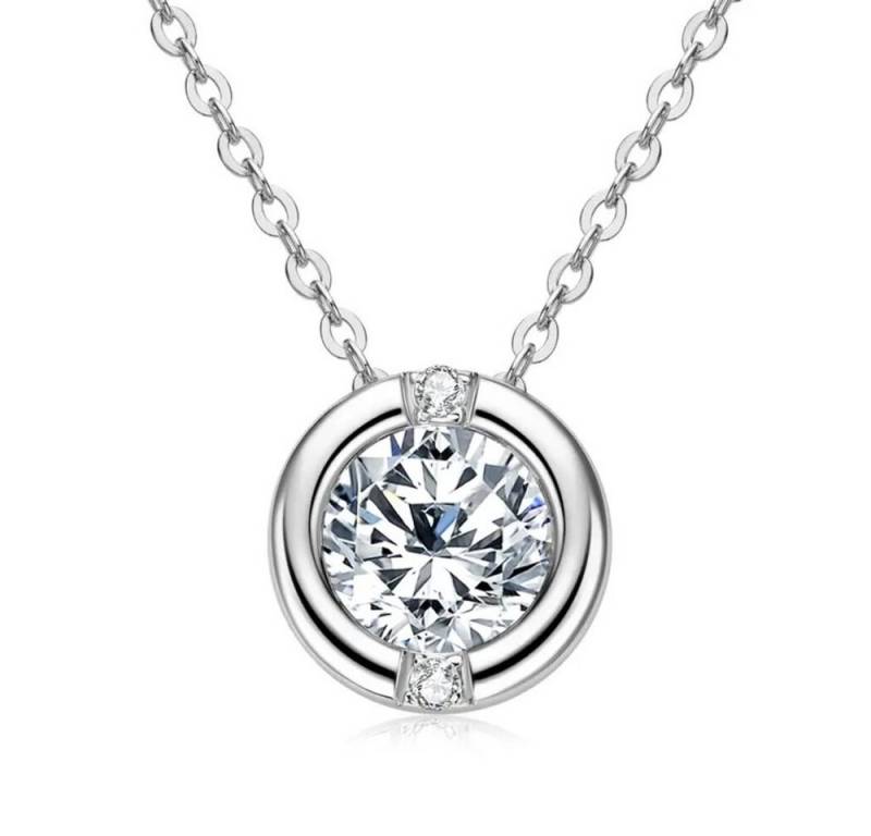 ROUGEMONT Silberkette Funkelnde Moissanit Halskette 1,0ct 925 Silber +Zertifikat, Echtschmuck mit Echtheitszertifikat von ROUGEMONT