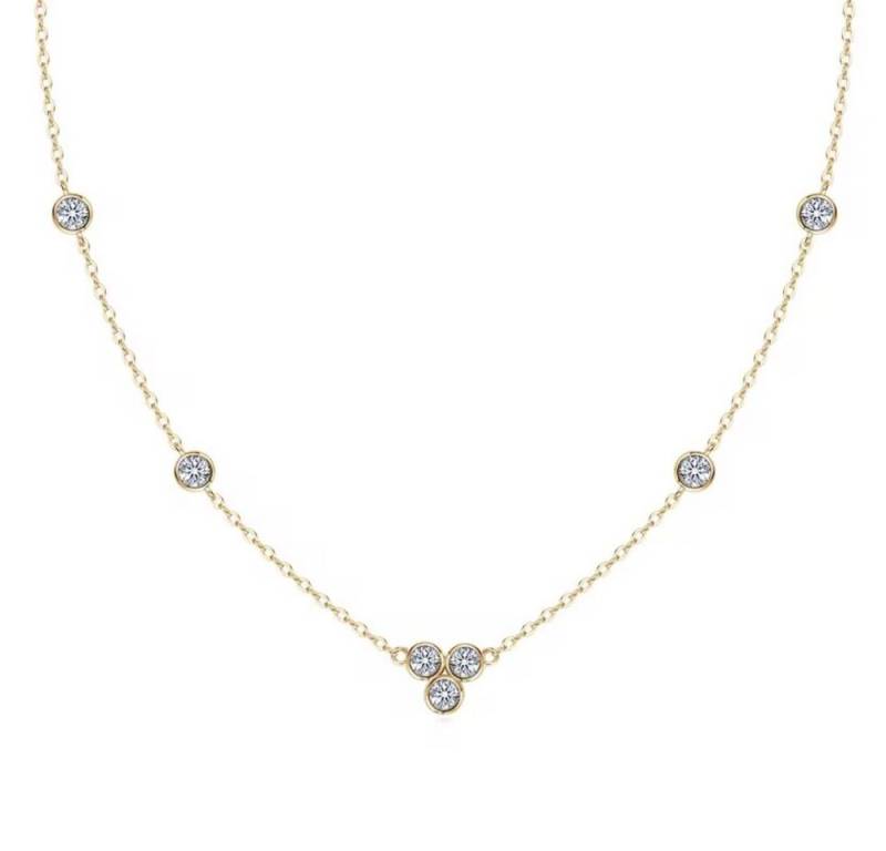 ROUGEMONT Silberkette Funkelnde Moissanit Halskette mit Echtheitszertifikat 45cm, Hypoallergen von ROUGEMONT