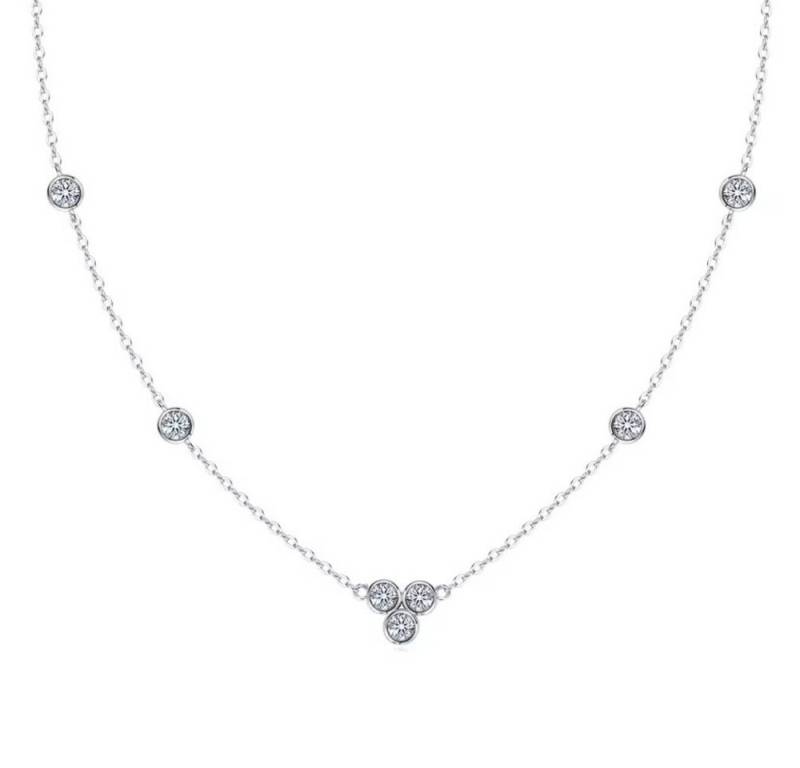 ROUGEMONT Silberkette Funkelnde Moissanit Halskette mit Echtheitszertifikat 45cm, Hypoallergen von ROUGEMONT